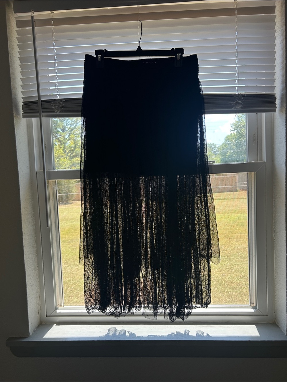 Free People Black Sheer Layered Maxi Skirt